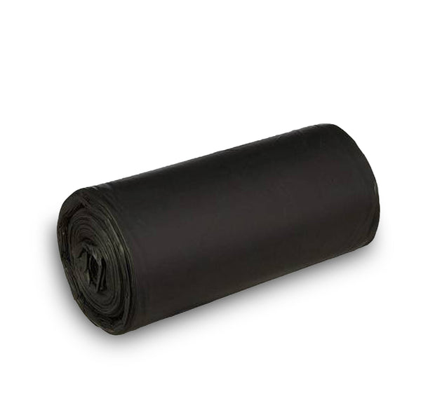 Medium black garbage bag (24 x 32 inches) for waste disposal.