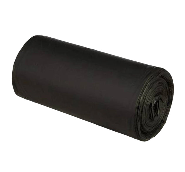 Large black garbage bags, size 30 x 50 cm, packed in rolls.