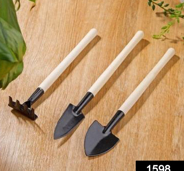 Set of 3 kid's garden tools including trowel, shovel, rake