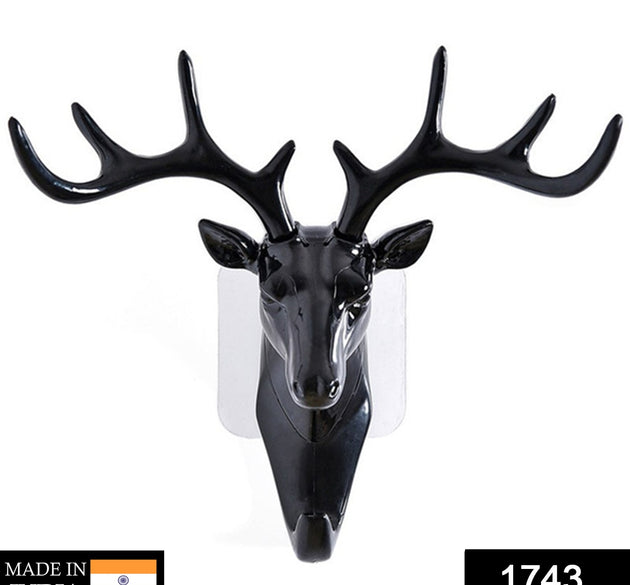 Self-adhesive deer head wall hook for hanging items