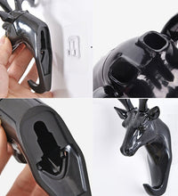 Adhesive deer head hook for stylish wall or door mounting