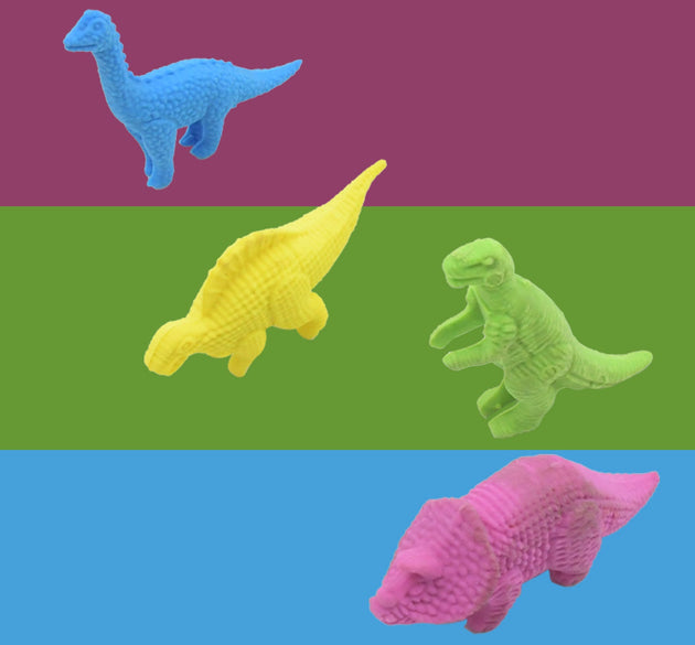 Set of small dinosaur erasers for kids