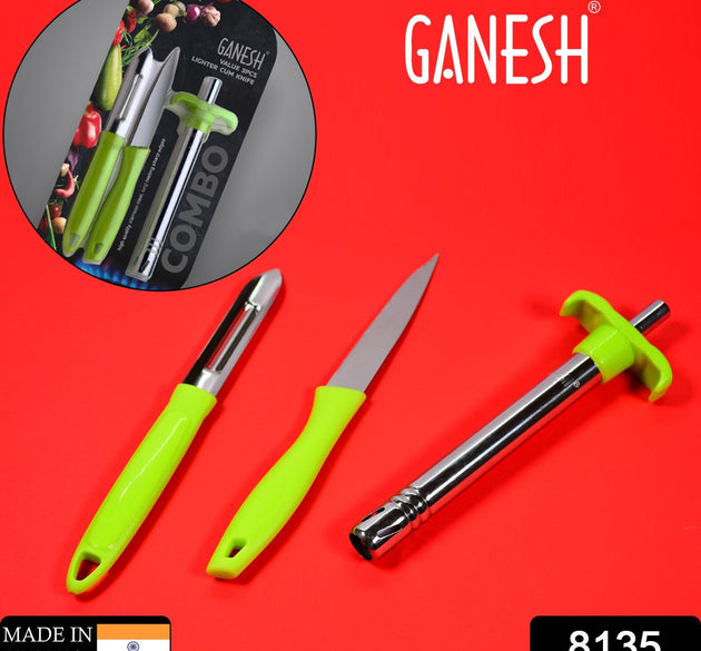 Ganesh 3-piece set including a lighter, knife, and peeler