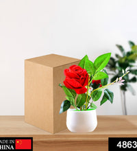 4863 Artificial Rose Flower Plant With Pot, For Home Office Or Gift 