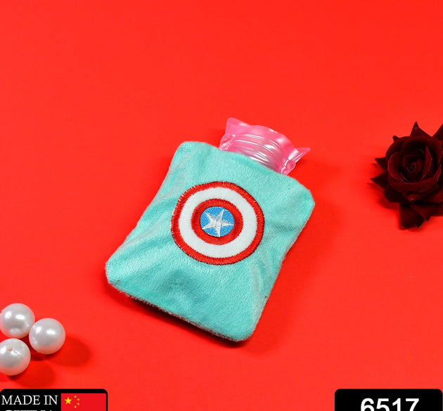 Captain America Print Small Hot Water Bag with Cover for Pain Relief