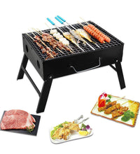 Black folding barbeque charcoal grill oven