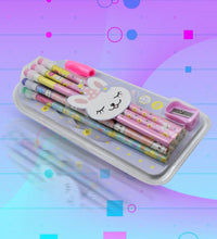 14-piece pencil set with cute illustrations and erasers