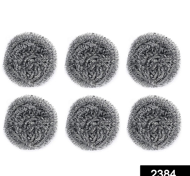 Round stainless steel scrubbers, pack of 6