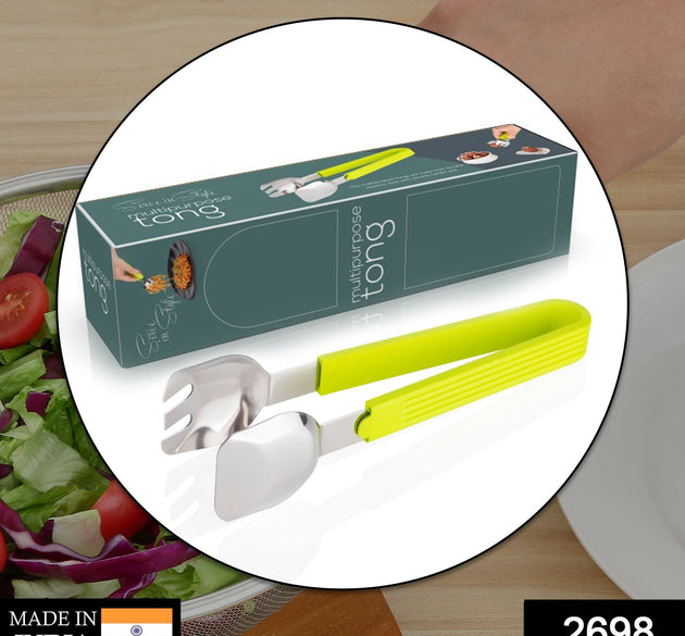 Multi-purpose salad tongs for easy food serving and grabbing in kitchen.