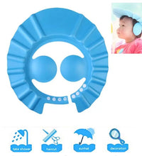 Adjustable baby shower cap for safe bathing.