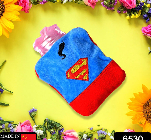 Superman Print Small Hot Water Bag with Cover for Pain Relief