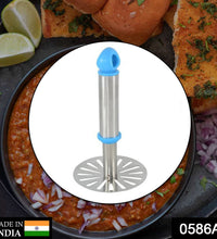 Durable stainless steel masher for mashing potatoes and making pav bhaji.