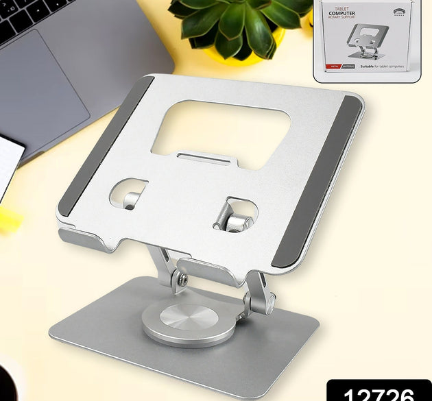 Aluminum Alloy 360°Rotating Bracket, Adjustable Tablet Stand, Portable Foldable Ergonomic Tablet Support