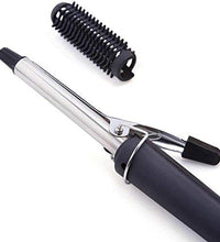 Black hair curling iron rod with heat control.