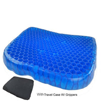 Close-up view of gel orthopedic seat cushion.