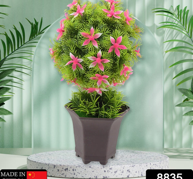 Wild Artificial Flower Plants with Cute Pot | Flower Plant for Home Office Decor | Tabletop and Desk Decoration | Artificial Flower for Balcony Indoor Decor, Plants for Living Room (1 Pc)