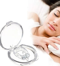 Compact anti-snoring nose clip designed for comfortable sleep and reduced snoring.