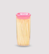 Bamboo toothpicks with dispenser box for hygiene.