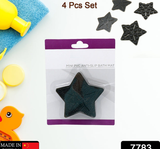 Mini  Pvc Anti-Slip Bat Mat Non Slip Baby Bath Mats, Mini Child Safety Anti Slip Shower Mats Star Shaped for Kids (4 pc Set)