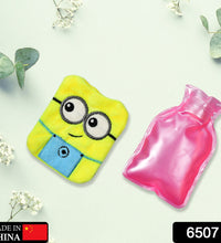 Hot water bag for neck, shoulder, and hand pain relief with a Minions design