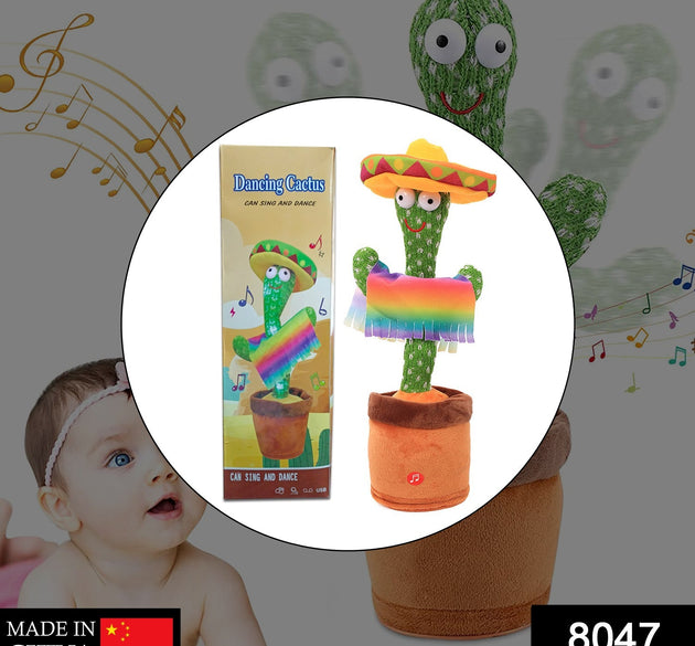 Dancing cactus toy with LED lights and music feature