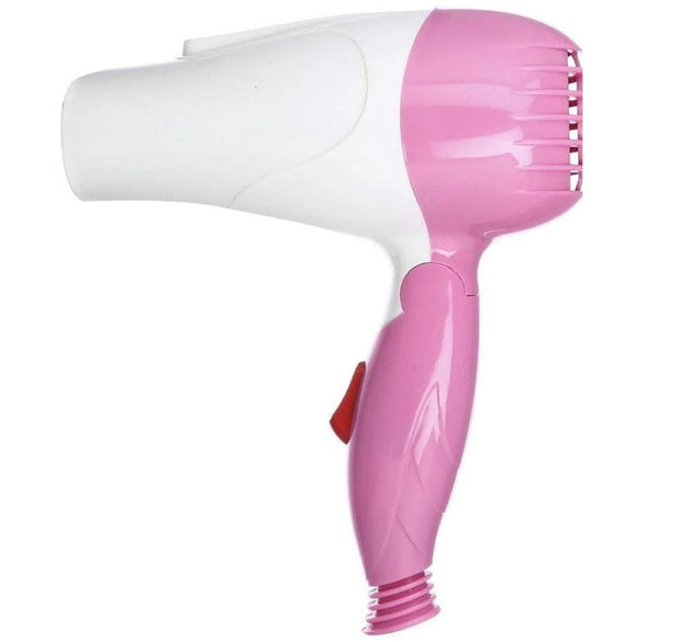 Folding hair dryer with 2-speed settings.