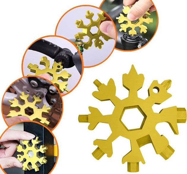 Durable & Portable 18 in 1 Snowflake Multi-Tool, Snowflake Bottle Opener Flat Phillips Screwdriver Kit Wrench