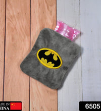 Hot water bag with Batman cover for cramps and pain relief