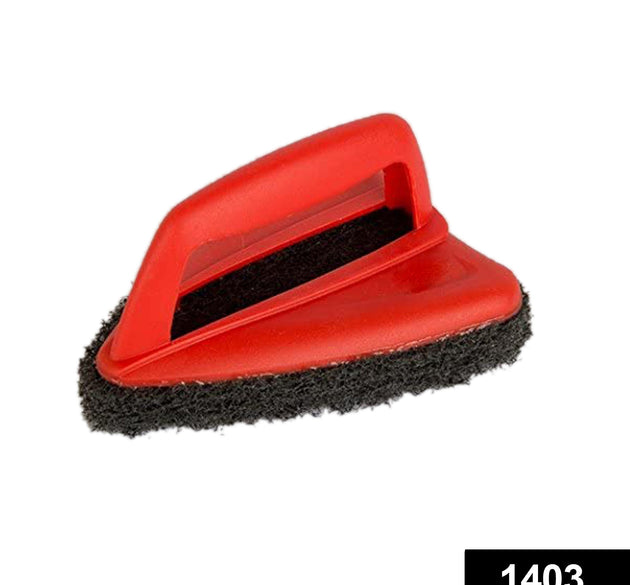 Bathroom brush with abrasive scrubber for tile cleaning