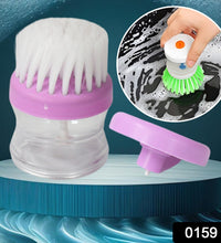 Plastic wash basin brush cleaner with liquid soap dispenser, multicolour.