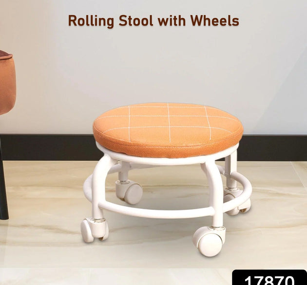 Roller Seat Stool Low Height Rolling Stool Multifunctional Small Household Movable Mini Stool Pulley Wheel Stool for Garage Home Library (1 Pc)