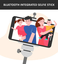 Bluetooth selfie stick extended with phone holder