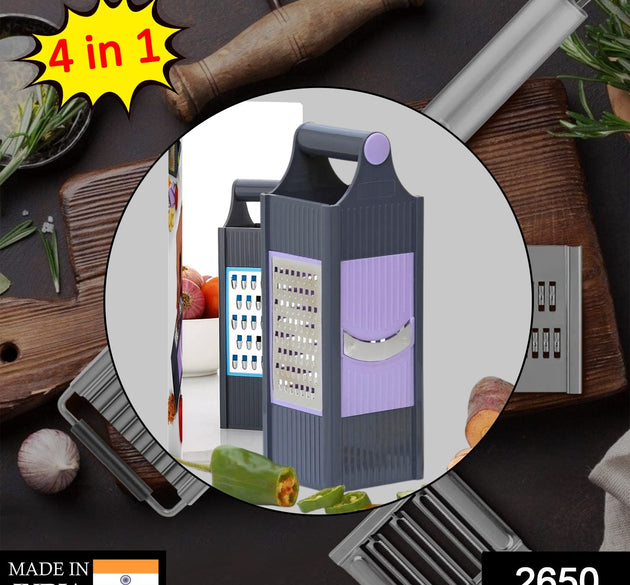 Four-in-one plastic grater and slicer for versatile kitchen use