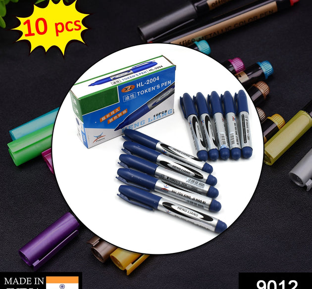 10Pc blue marker and pen set for school and teaching purposes.