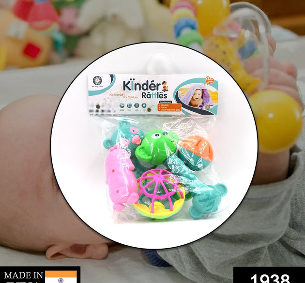 Set of baby rattles and toys