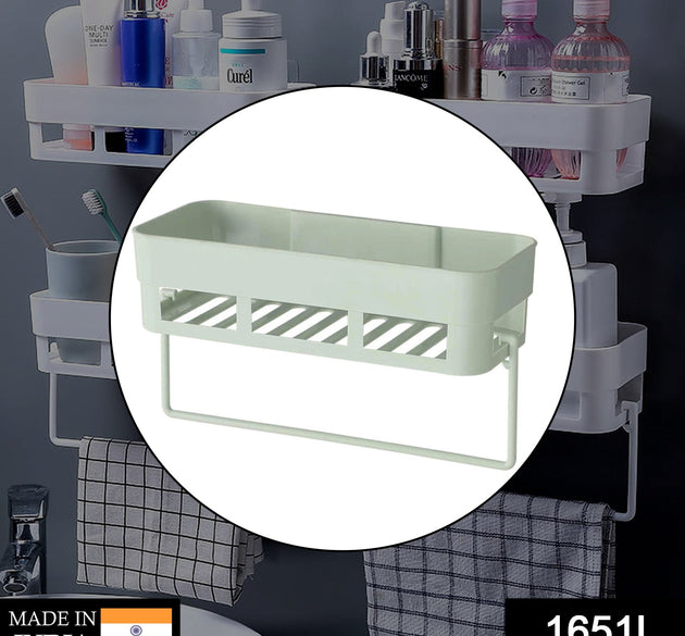 Multi-purpose shelf for kitchen or bathroom, wall-mounted.