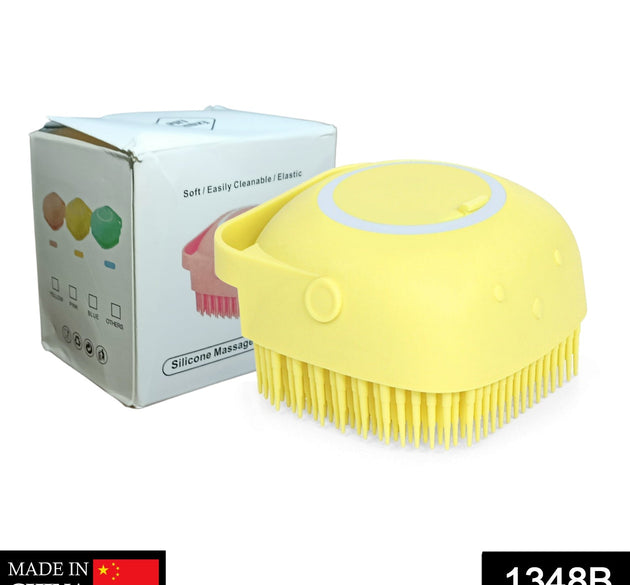 Silicone bath brush with shampoo dispenser, massage