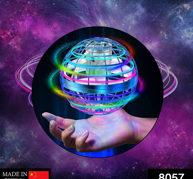 Flying ball toy with USB charging, RGB lights, 360° rotation.