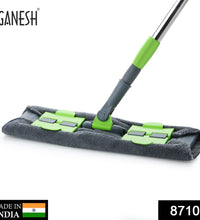 Wet and dry microfiber mop with rotating head and telescopic handle, multi-color.