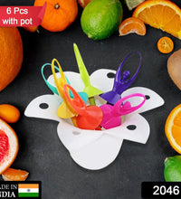 Fruit fork set with stand, designed as dancing dolls