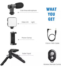 Vlogging kit with adjustable LED light