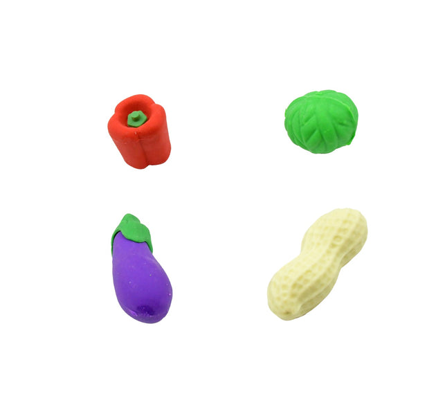 Mini Cute Vegetable & Fruit Erasers (4 Pc): Pencil Rubbers for Kids