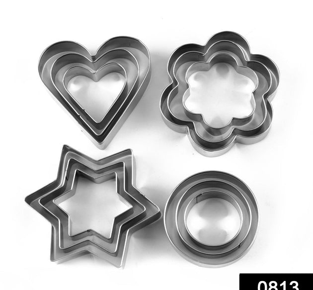 Set of stainless steel cookie cutters in various shapes