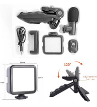 Vlogging kit with phone clip and tripod