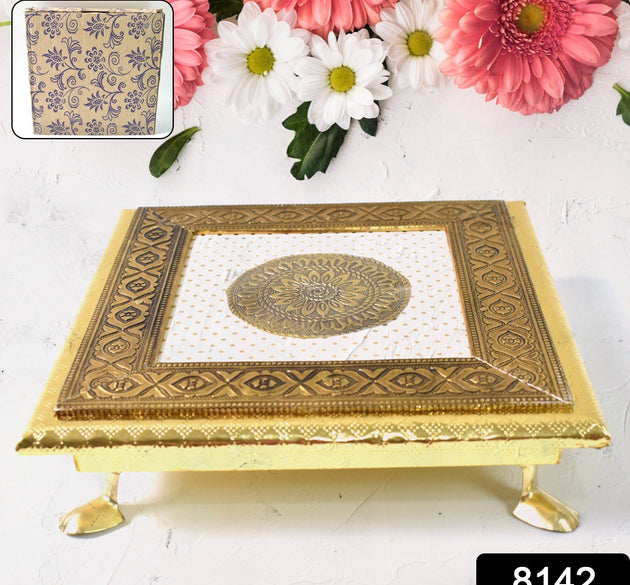 Traditional Gold-Plated Pooja Chowki