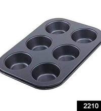 Reusable muffin tray with non-stick coating for 6 cups.