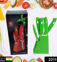 High-quality knife and peeler set with stand.