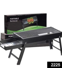 Compact folding barbecue grill for easy portability.