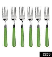 Stainless steel fork set with SKU code, perfect for daily dining.