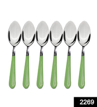 Stainless steel spoon set with SKU code, perfect for daily dining.